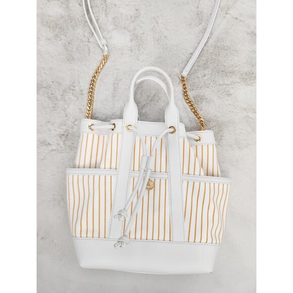 NWD Veronica Beard Canvas goody Crossbody Bag Leather Trim - Picture 3 of 12